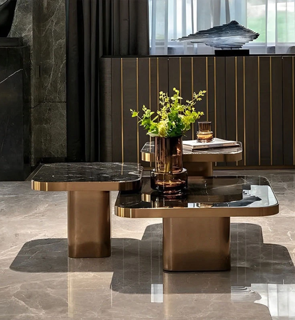 Bàn trà đôi mặt đá cao cấp 